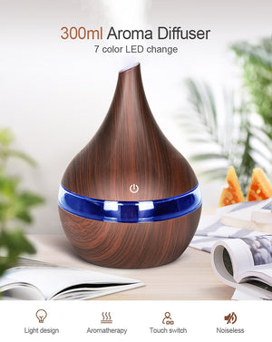 300ml USB Electric Aroma air diffuser wood grain Ultrasonic