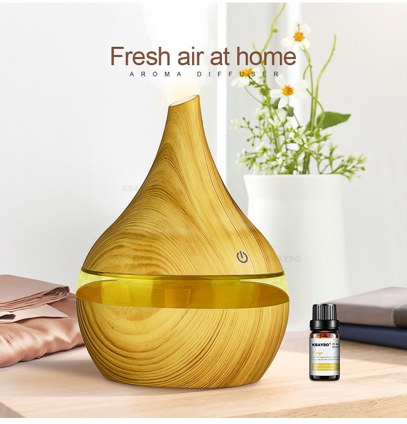 300ml USB Electric Aroma air diffuser wood grain Ultrasonic