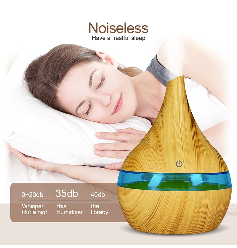 300ml USB Electric Aroma air diffuser wood grain Ultrasonic